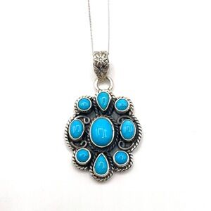 Turquoise and Sterling Silver Pendant Necklace NWT
